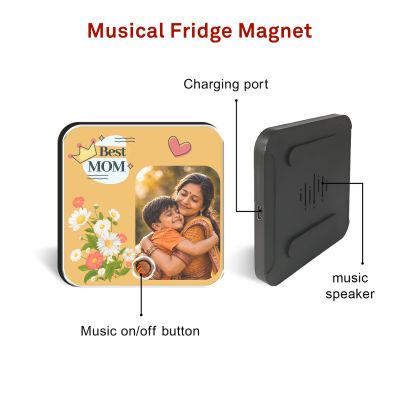 Personalized Best Mom Musical Fridge Magnet with Rechargeable Speaker & Photo